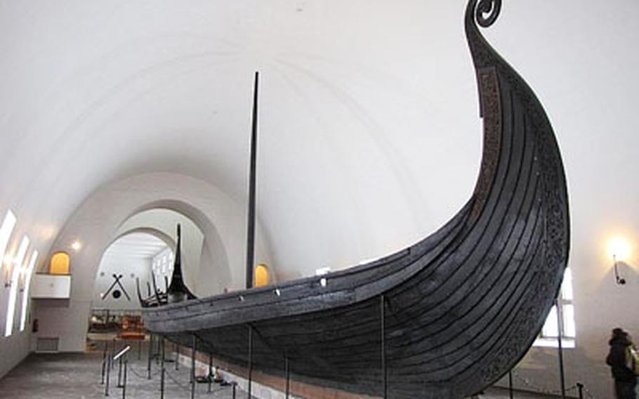 The Oseberg ship, a Viking vessel from about 800 A.D., is one of three ships on display at the Viking Ship Museum, just up the road from the Fram and Kon-Tiki museums in Oslo.