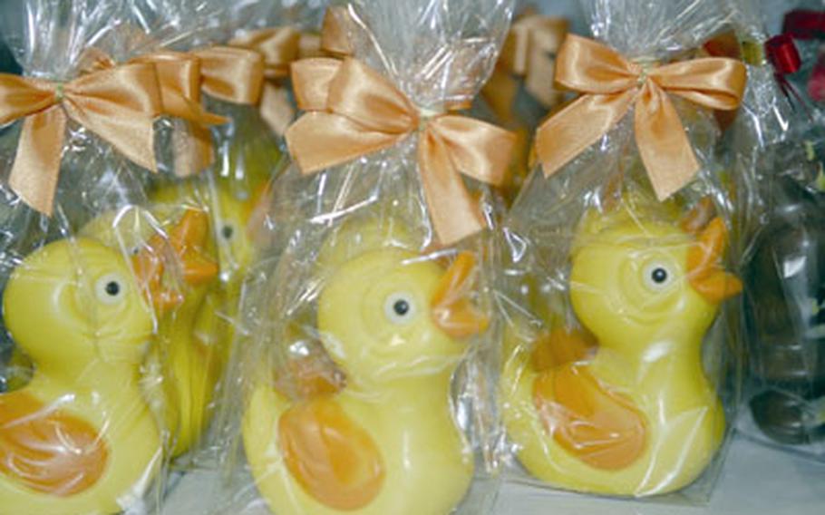 Yellow chocolate Easter chicks are wrapped and ready for someone’s Easter basket.