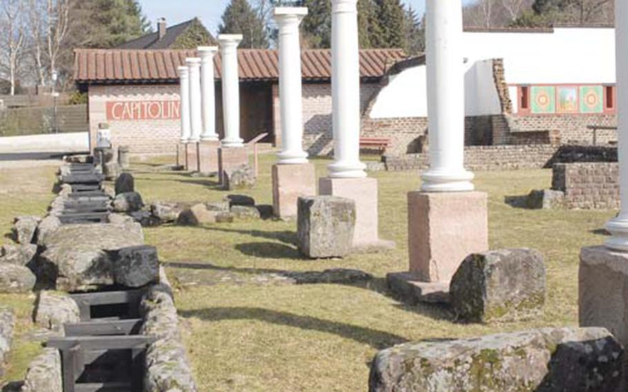 The ruins at the Roman Museum Homburg date back about 2,000 years. They include excavated walls, a drainage trench and other archaeological finds. The museum is less than an hour from Kaiserslautern, Germany.