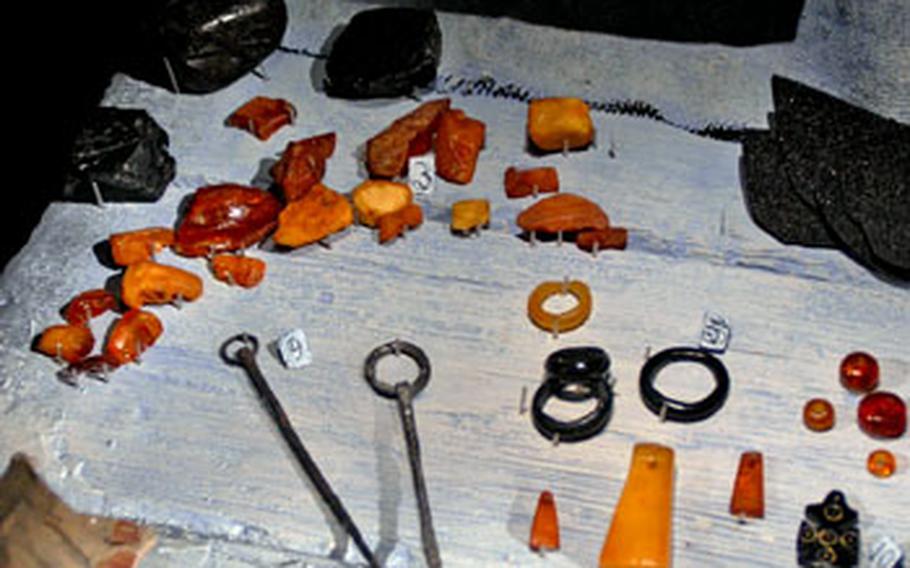 Ivory and amber jewelry, along with other artifacts, are on display at Jorvik Viking Center. Items like this were common in the 10th century in northern England. The city of York now stands where the bustling trading center once did.