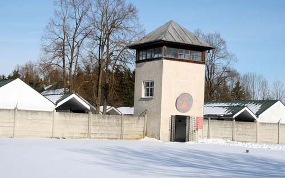 One of the seven guard towers at the prisoner camp -- the living area for those who were incarcerated at Dachau from 1933 to 1945.