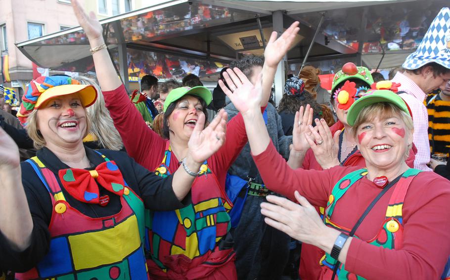 Participants celebrate the carnival season at Cologne Weiberfastnacht. Weiberfastnacht, or women&#39;s carnival, takes place on the Thursday before Shrove Tuesday.