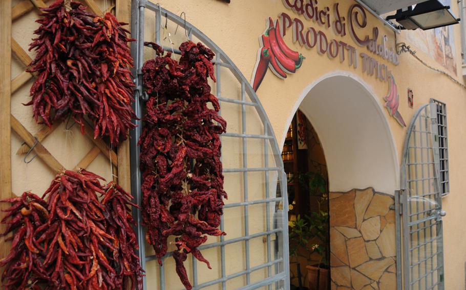 The charming fishing town of Diamante is famous among Italians for its chili peppers, or "peperoncino," made into a paste called "Calabrese bomba."