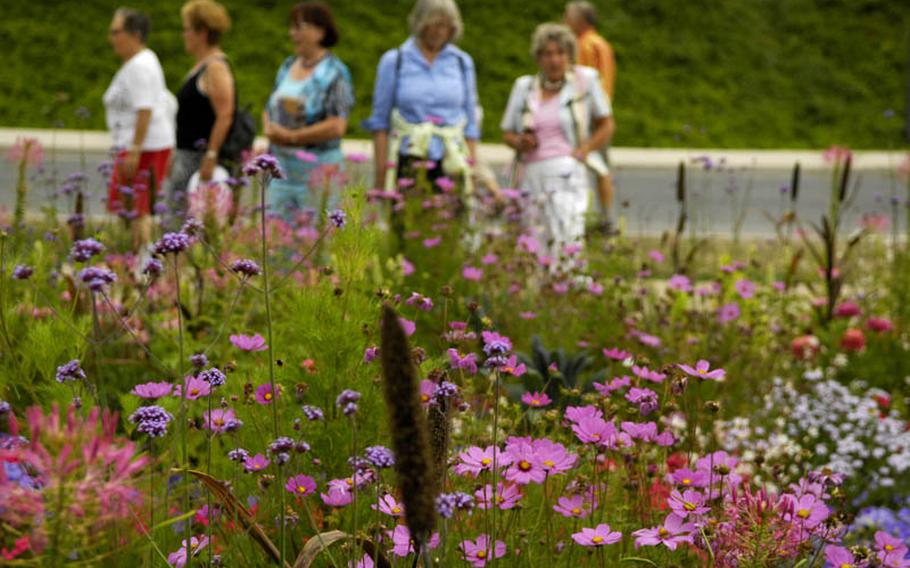 Colorful wildflowers are spotlighted in this exhibit at the horticulture show in Koblenz, Germany. It is one of many themed gardens featured at the Ehrenbreitstein fortress.The show covers a total of 119 acres at three sites in Koblenz.