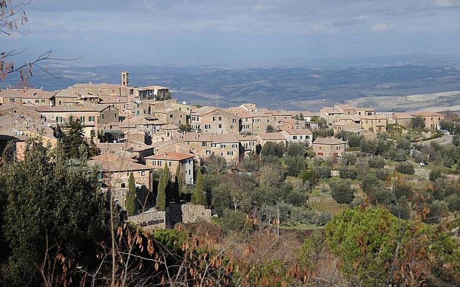 The hilltop Tuscan town of Montalcino is thought to have been settled by the Etruscans around  814. It is most for -- and  deservedly so -- for its Brunello of Montalcino wine.