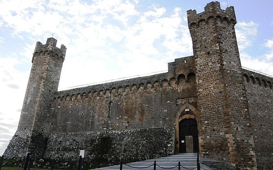 The fortress of Montalcino sits at the highest point of the town and was built in 1361. Some of the town's pre-existing walls were made part of the fortress, which houses -- you guessed it -- a wine shop.