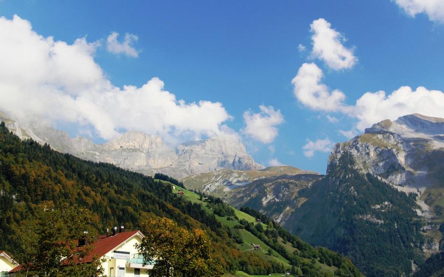 Majestic mountain scenery, worthy of any postcard, surrounds Engelberg, in central Switzerland.  