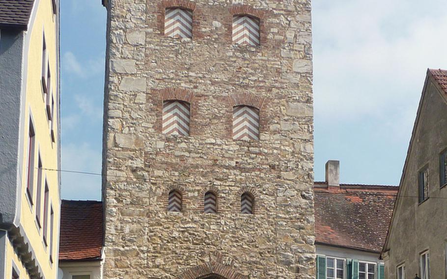The Ammerbach Torturm  (tower gate) in Wemding, Germany, is part of the town&#39;s medieval  fortifications, much of which are still standing.