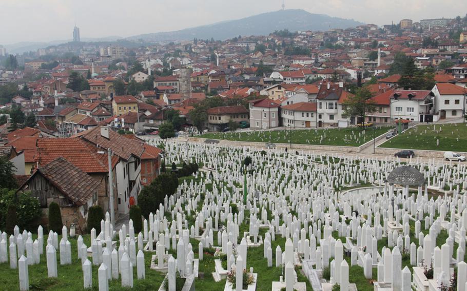 One of the many graveyards established since the Bosnian war of the early 1990s. An estimated 10,000 Bosnians were killed during the siege of Sarajevo.
