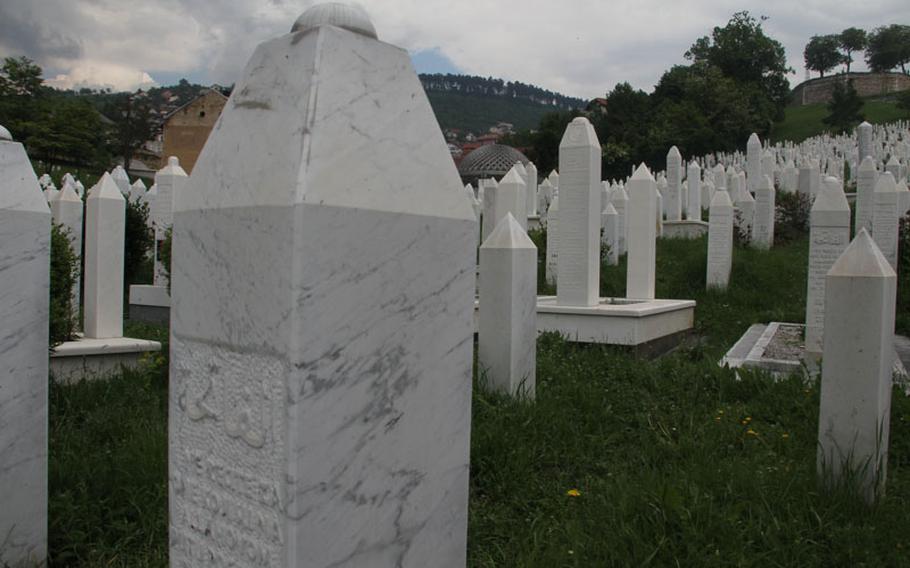 A walk through one of Sarajevo's cemeteries is a good way to reflect upon the scale of the killing during the war. 
One of the many graveyards opened since the Bosnian war of the early 1990s. An estimated 10,000 Bosnians were killed during the siege of Sarajevo.