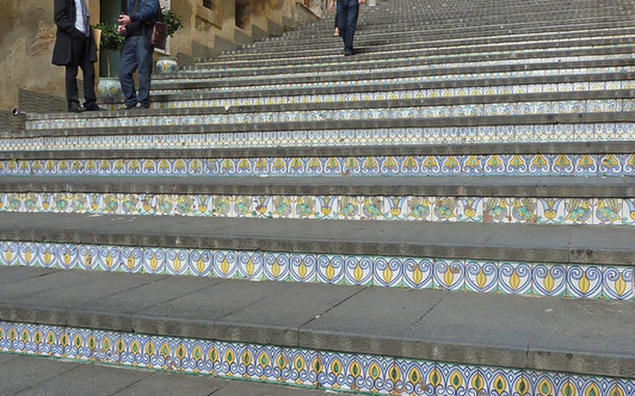 The most impressive sight in Caltagirone, Italy, is the 142-step monumental Staircase of Santa Maria del Monte. Built in the early 17th century, it connects the lower and upper parts of the town.