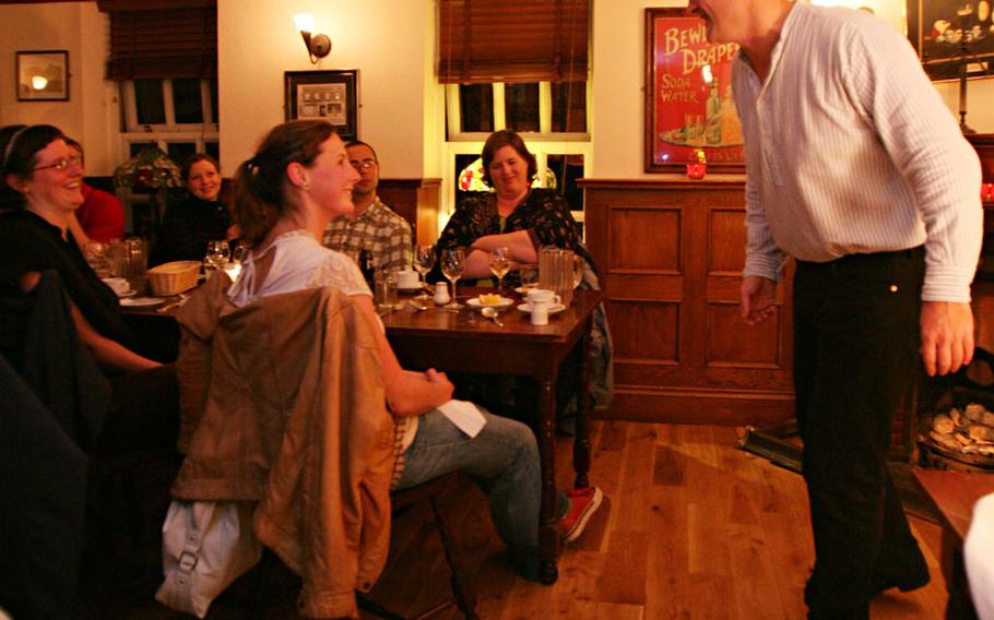 Johnny Daly delights listeners with his tales of Irish history and folklore during "An Evening of Food, Folklore and Fairies" at The Brazen Head pub in Dublin.