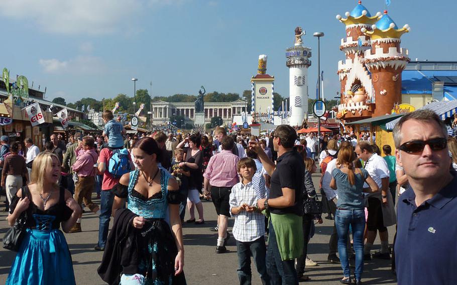 Visitors crowd the lanes of the Theresienwiese on the next to last day of the 2011 fest.

Michael Abrams/Stars and Stripes