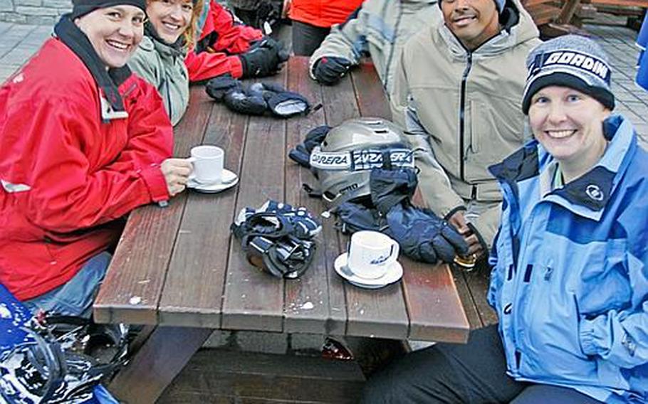 Past members of the Bavarian Ski Club warm up and rest up during a Veterans Day weekend trip to  Kitzsteinhorn ski area near Kaprun, Austria.
