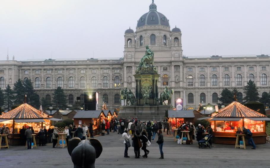 With a grand memorial to Austria's 18th century Empress Maria Theresa as its centerpiece and the Art History Museum as one of its stately backdrops, Vienna's Christmas Village market at Maria-Theresien-Platz still manages to set a proper, jolly holiday atmosphere.
