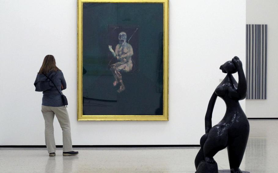 A visitor to the Städel's contemporary art collection studies Francis Bacon's "Battleship Potemkin."
