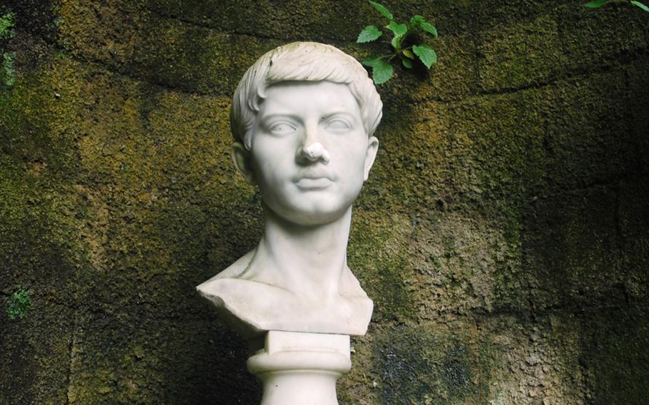 A bust of Virgil, famed first century B.C. Roman poet and philosopher also known for being a sorcerer and for accompanying Dante through hell in "The Divine Comedy." The bust can be seen in Parco Vergiliano a Piedigrotta in downtown Naples, Italy.