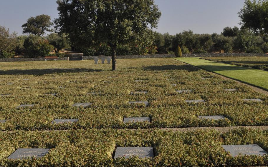 The remains of nearly 4,500 German troops killed in World War II in Crete rest in the German Military Cemetery of Maleme in Crete. Most were killed in the Battle of Crete in May 1941.