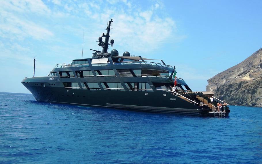 I spy top fashion designer Giorgio Armani's yacht. For real. No kidding. He also has a house on the island. Didn't spy Armani though.
