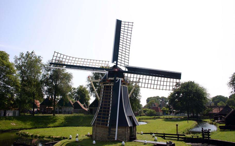 Windmills similar to this one at the Zuiderzee Museum in Enkhuizen have been used in the Netherlands for centuries to regulate water levels.