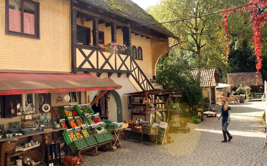 At the Eselsmuehle mill, a humble little collection of half-timbered structures is set in a valley, and there's a well known organic bakery and cafe, where visitors can relax.