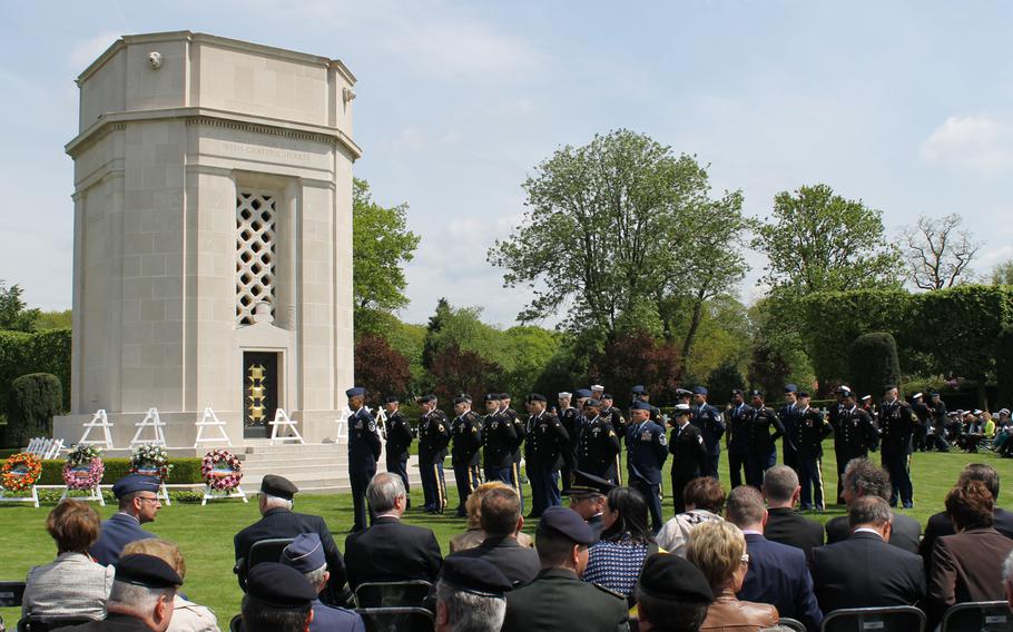 American and Belgian militaries; U.S. Lt. Gen. David Hogg, U.S. military representative to the NATO Military Committee; and U.S. Ambassador to Belgium Howard Gutman were among the crowd filling the Flanders Field American Cemetery in May.