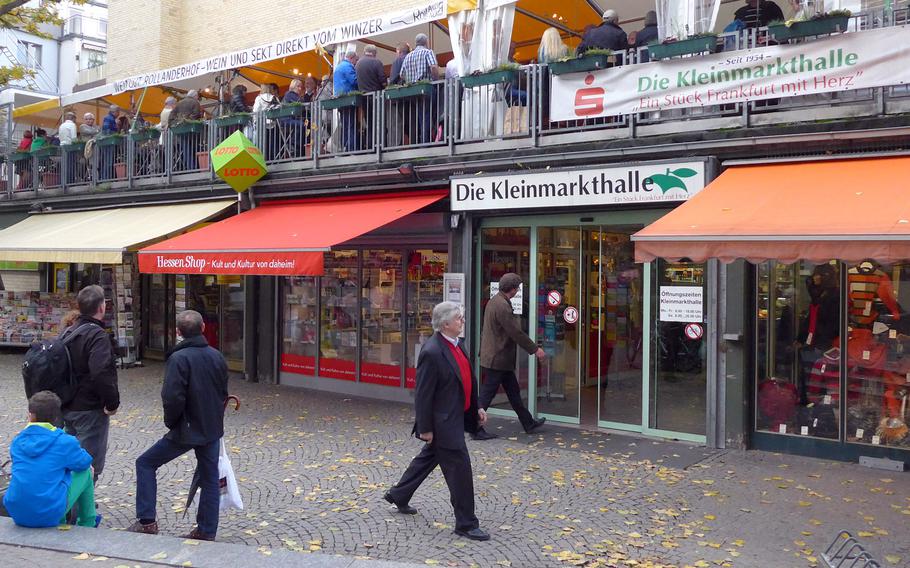 The Kleinmarkthalle in downtown Frankfurt, Germany, is a popular indoor food market offering specialties from Europe and the Middle East.