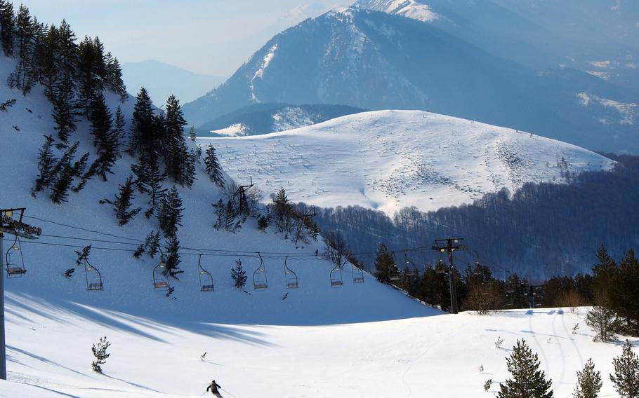 The unpopulated slopes of Brezovica, Kosovo, where the lifts have been closed for a year. A hardcore group of skiers and snowboarders have kept the local scene alive.