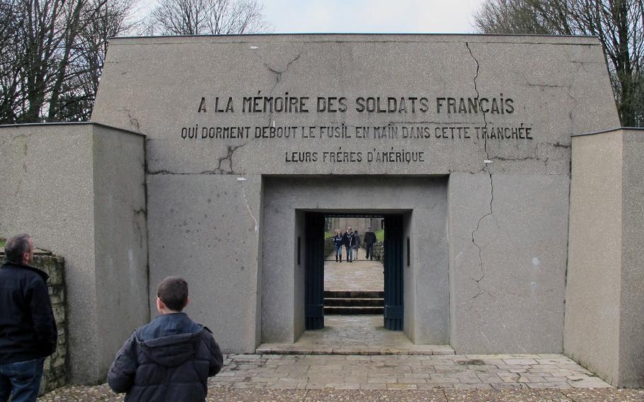 The entrance to the Trench of Bayonets at the battlefield in Verdun, France.