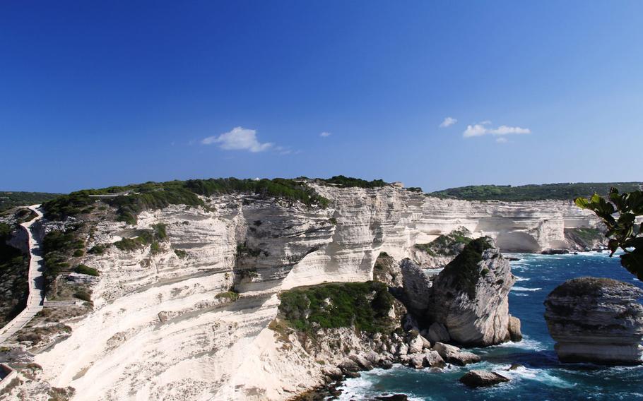 The dramatic coastline near Bonifacio, a city with an Italian flair and southern Corsica's star attraction.
