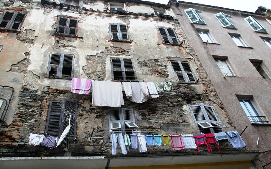 Laundry day in the town of Bastia, on the island of Corsica.