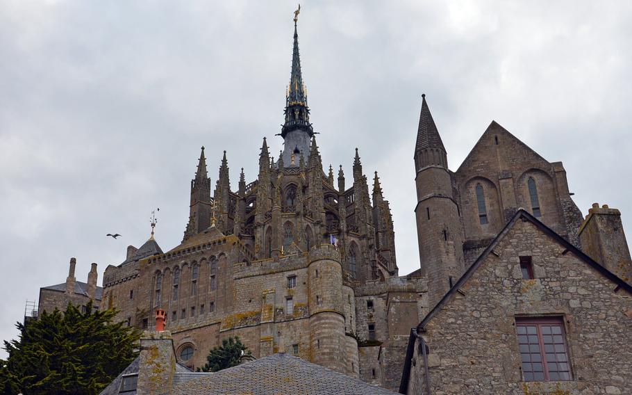 A view of Mont-St-Michel's abbey church as seen from the Tour du Nord, or North Tower.