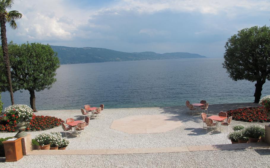 A gravel path leads down to Lake Garda from The Grand Hotel a Villa Feltrinelli in Gargnano, Italy. The hotel also has a pool. Photographing it was forbidden because guests of the hotel pay, in part, for privacy.