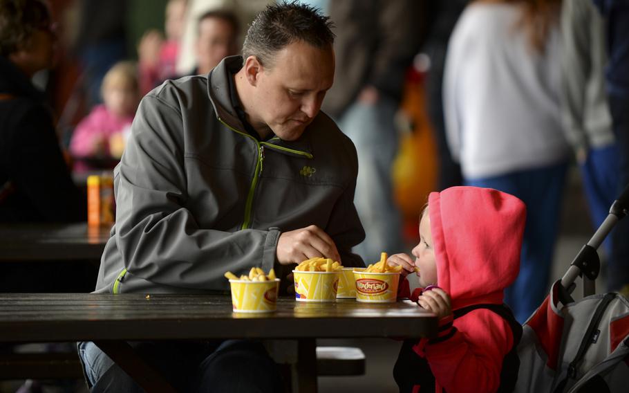 Visitors to Kernie's Family Park take advantage of the all-you-can eat french fries.