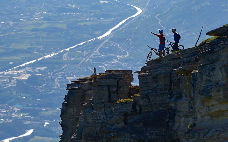 Even adventurous bikers can get breathtaking views in Leukerbad, Switzerland.