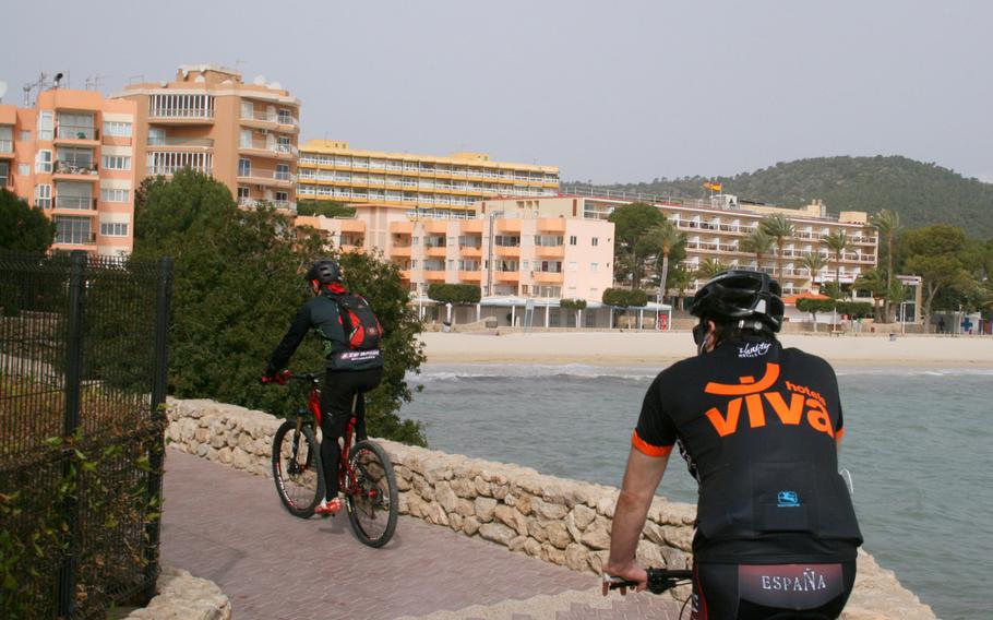 On the Spanish island of Mallorca, following the boardwalk past the beaches and nightlife of modern resort of Palma Nova provides a much more relaxing and less taxing cycling route than the one the Tour de France riders train on.
