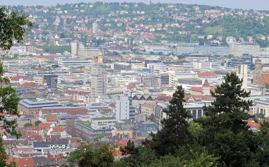 Those who go to the Teehaus for food and refreshment are treated with a sweeping view of downtown Stuttgart, Germany.
