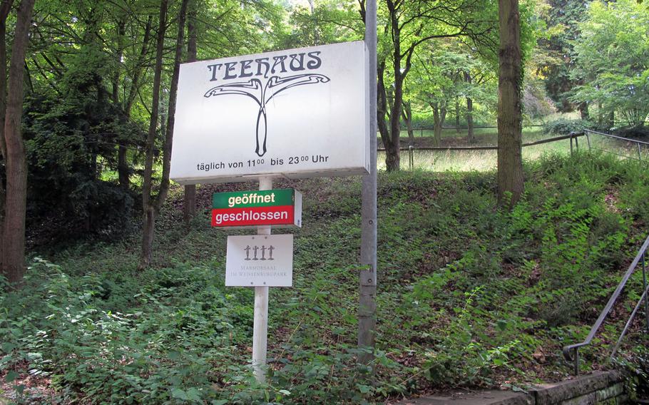 On Bopserwaldstrasse, this sign marks the starting point of the walk to the Teehaus. It's about a five-minute climb up a series of steps.