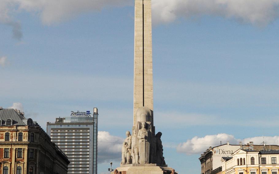 Completed in 1935, the Freedom Monument in downtown Riga commemorates the Latvian War of Independence but took on new significance after the country was absorbed by the Soviet Union during World War II.