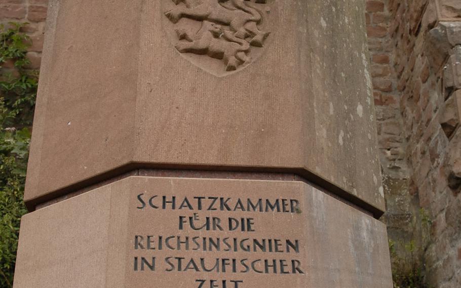 A monument at Burg Trifels denotes the castle's most famous prisoner: King Richard the Lionheart of England.