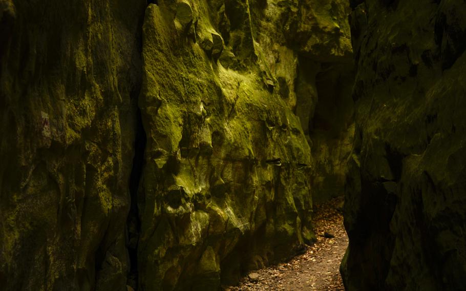 Side trips through slots in some of the sandstone formations along the Walking Tour Mullerthal-Consdorf trail can be taken in the Mullerthal Region known as Luxembourg's Little Switzerland.