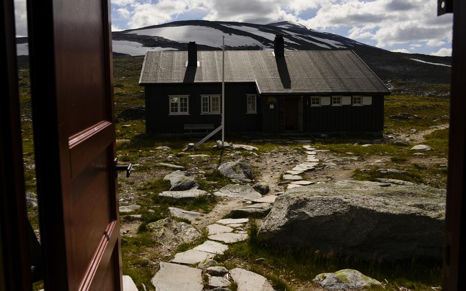 The Reinheim hut in Dovrefjell National Park, with the 7,500-foot summit of Snohetta in the background.