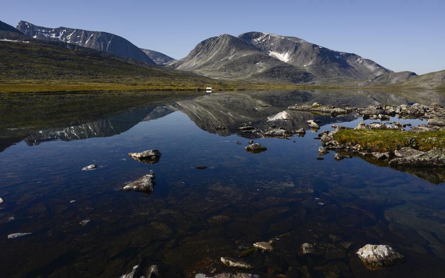 Lake Amotsvatnet near the Amotsdalshytta hut in Dovrefjell National Park, Norway.