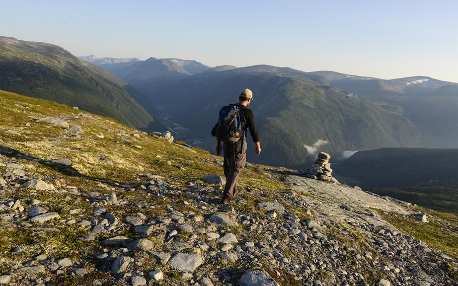 Mountains surround the small town of Jora near Dovrefjell National Park, Norway.