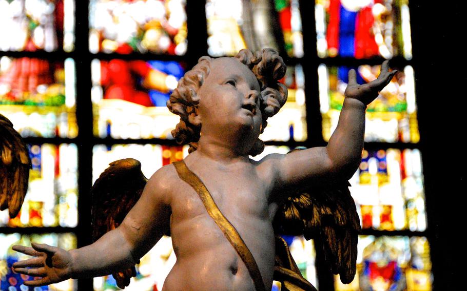 This cherub decorates the gilded carriage used in an annual procession that rambles through the streets of Mons recalling how the plague was prevented centuries earlier when locals prayed to St. Waltrude.The event has been recognized by UNESCO World Heritage as an important oral tradition.