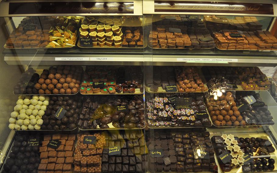 More than 30 varieties of hand-made chocolates beckon at Café Krummel.