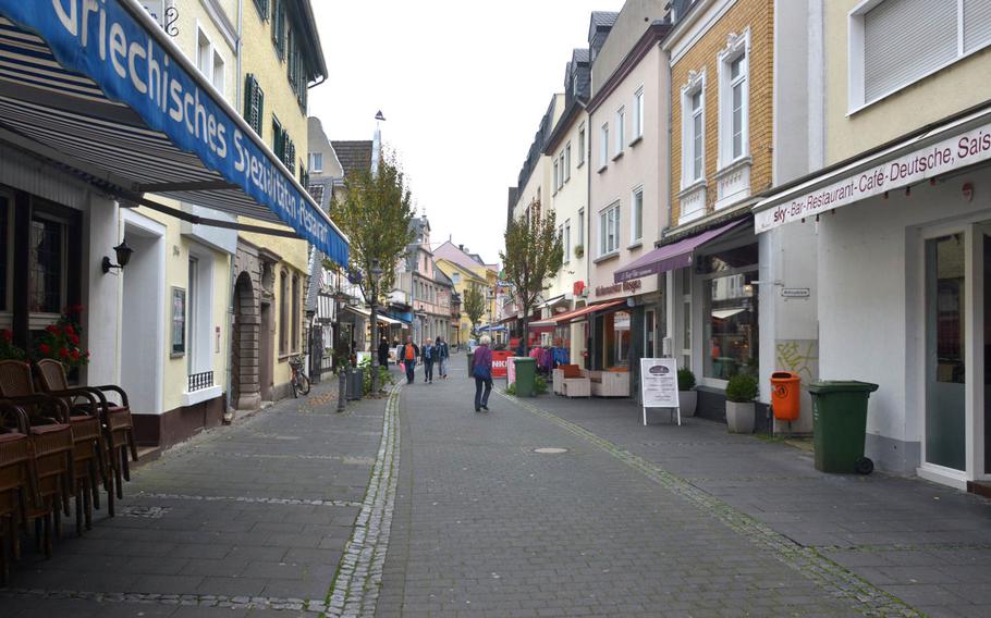 The pedestrian shopping district in Königswinter, Germany, is quaint, but not crowded during the winter months.