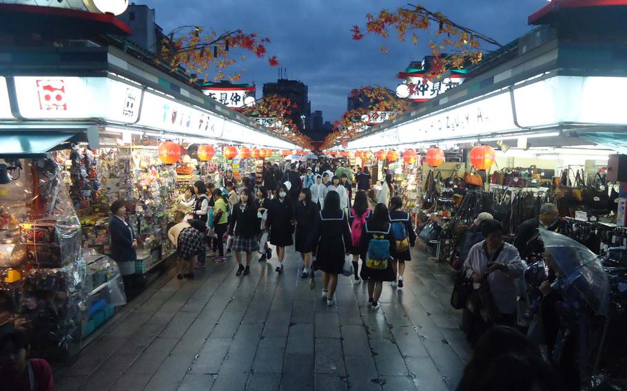 The stalls leading to Asakusa’s Senso-ji temple.