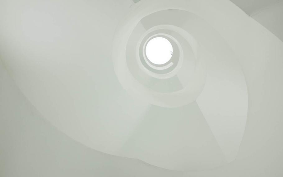 A view from the bottom of a stairwell at the Leica manufacturing and administrative complex in Wetzlar, Germany. 