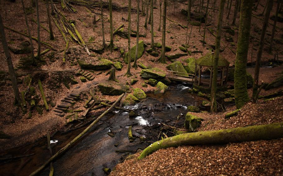 Stone staircases up the sides of the Karlstalschlucht - or Karlstal Canyon - take visitors to higher vantage points that give a better view of the overall scene.